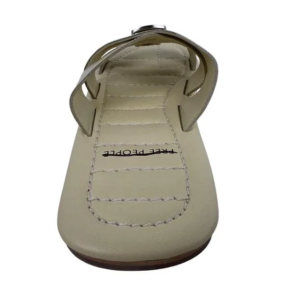 Free People Women's Sloan Buckle Open Toe Leather Sandals Buttermilk Size 8 - Picture 5 of 10